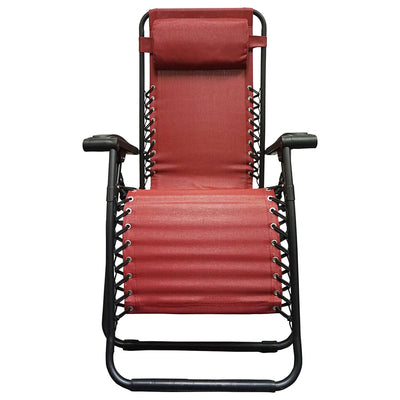 Caravan Sports Zero Gravity Outdoor Folding Camping Patio Lounge Chair, Burgundy - VMInnovations