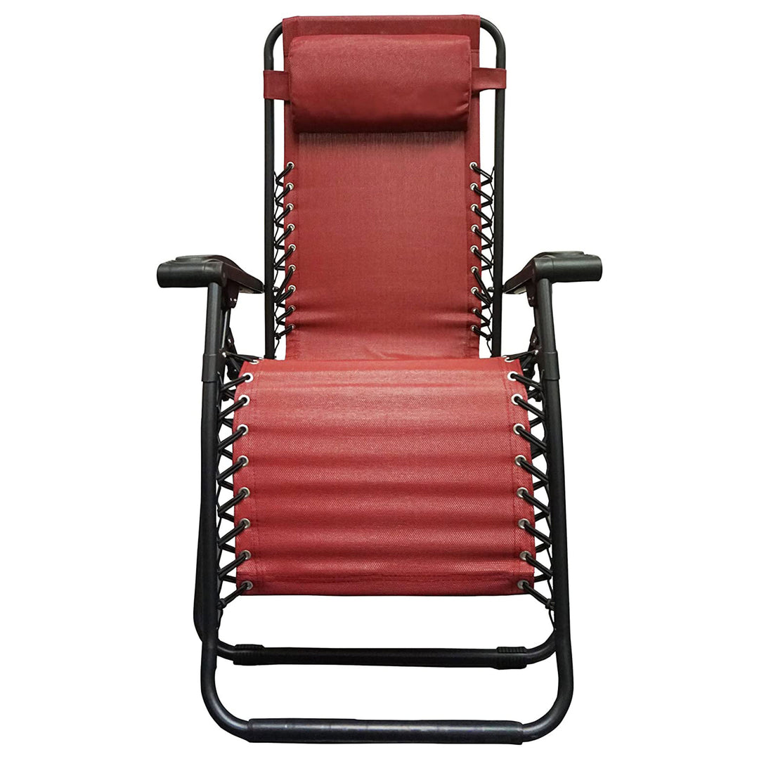 Caravan Sports Zero Gravity Outdoor Folding Lounge Chair, Burgundy (Open Box)