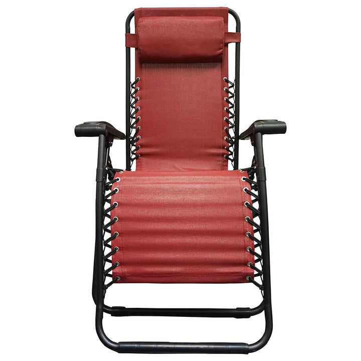 Caravan Sports Zero Gravity Outdoor Folding Lounge Chair, Burgundy (Open Box)