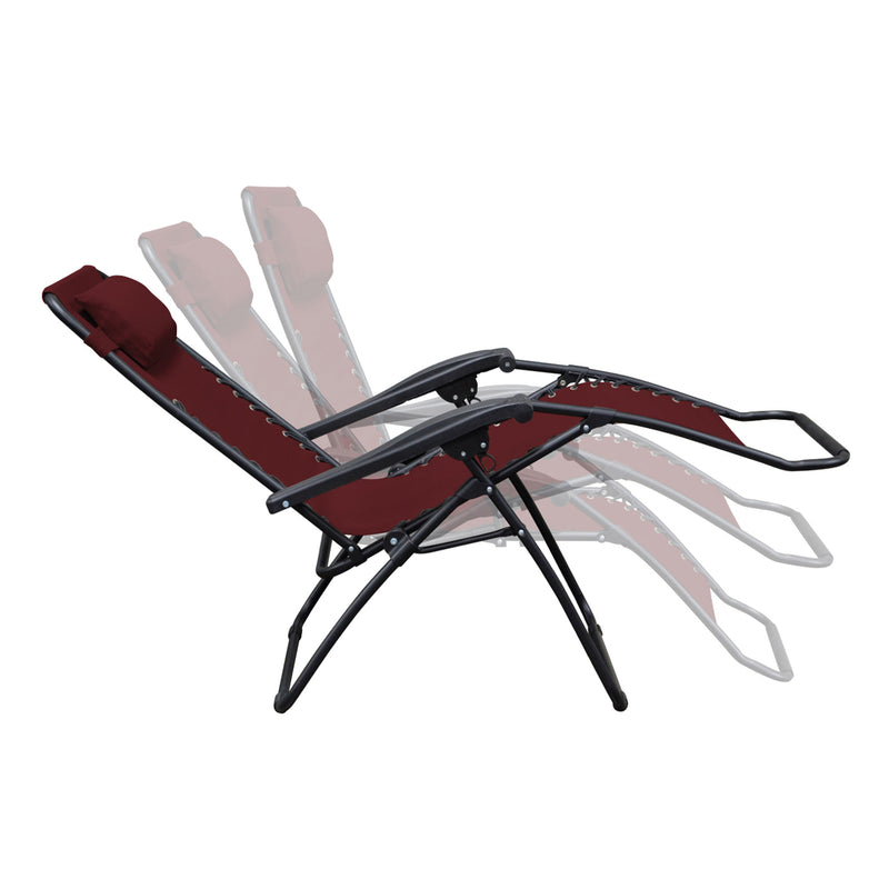 Caravan Sports Zero Gravity Outdoor Folding Lounge Chair, Burgundy (Open Box)