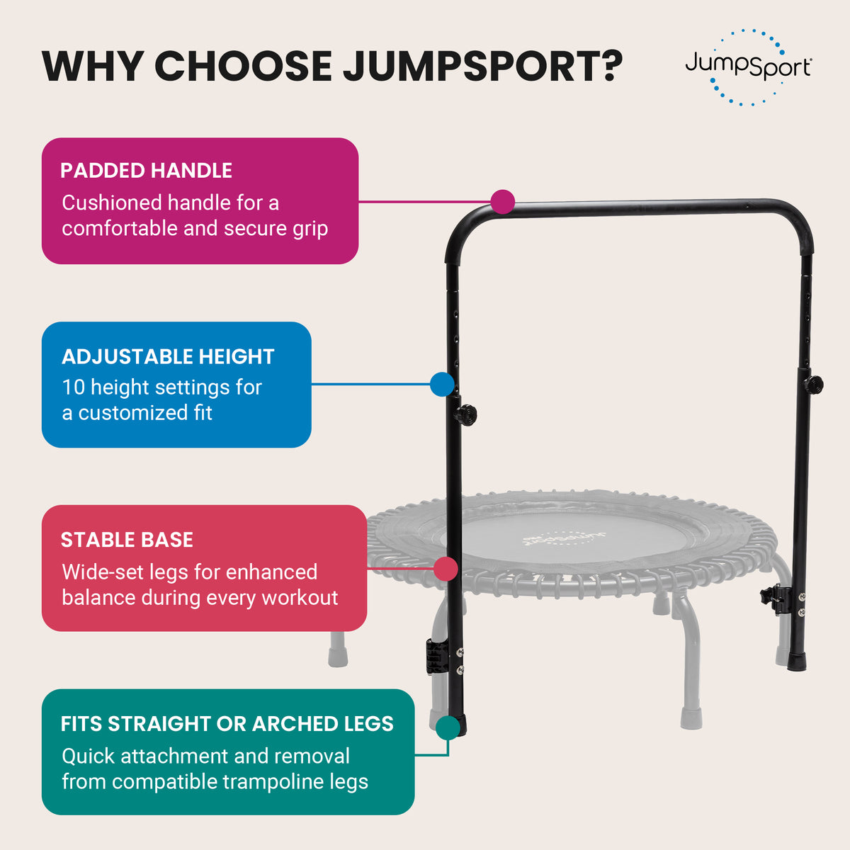 JumpSport Handle Bar for 39" Straight/Arched Leg Fitness Trampolines (Open Box)