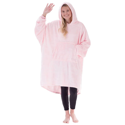 The Comfy Dream Microfiber Wearable Blanket Hoodie for Adults, Pink (Open Box) - VMInnovations