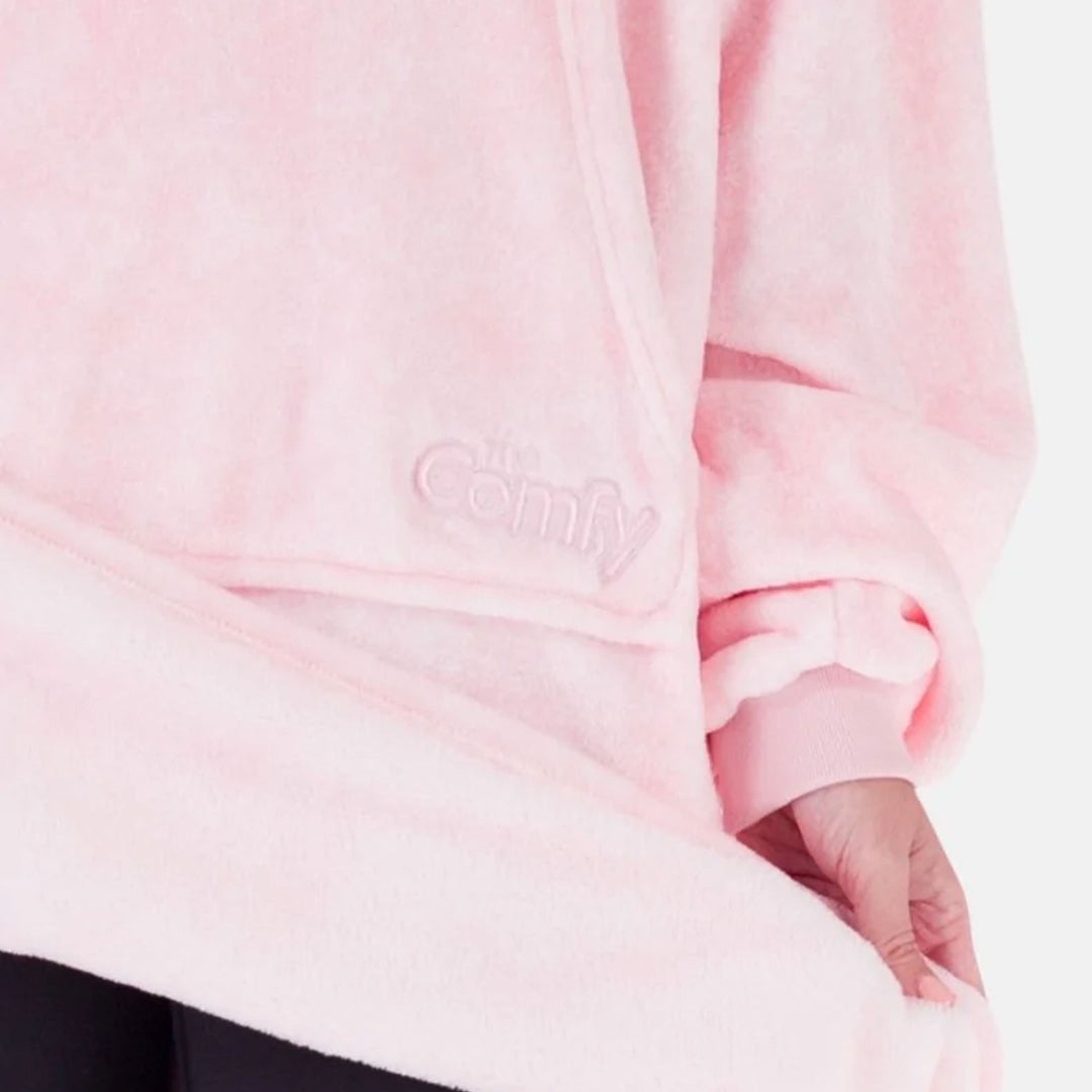 The Comfy Dream Microfiber Wearable Blanket Hoodie for Adults, Pink (Open Box)