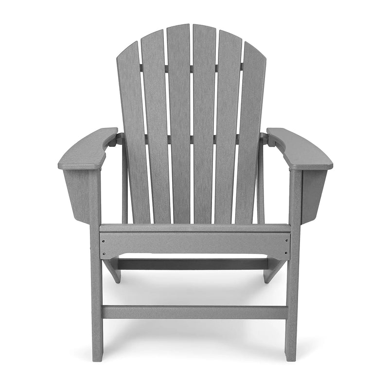 Edyo Living HDPE Plastic All Weather Outdoor Patio Lawn Adirondack Chair, Gray
