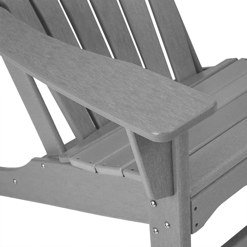 Edyo Living HDPE Plastic All Weather Outdoor Patio Lawn Adirondack Chair, Gray