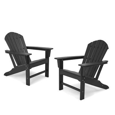 Edyo Living 2 Pack HDPE All Weather Outdoor Patio Lawn Adirondack Chair, Black