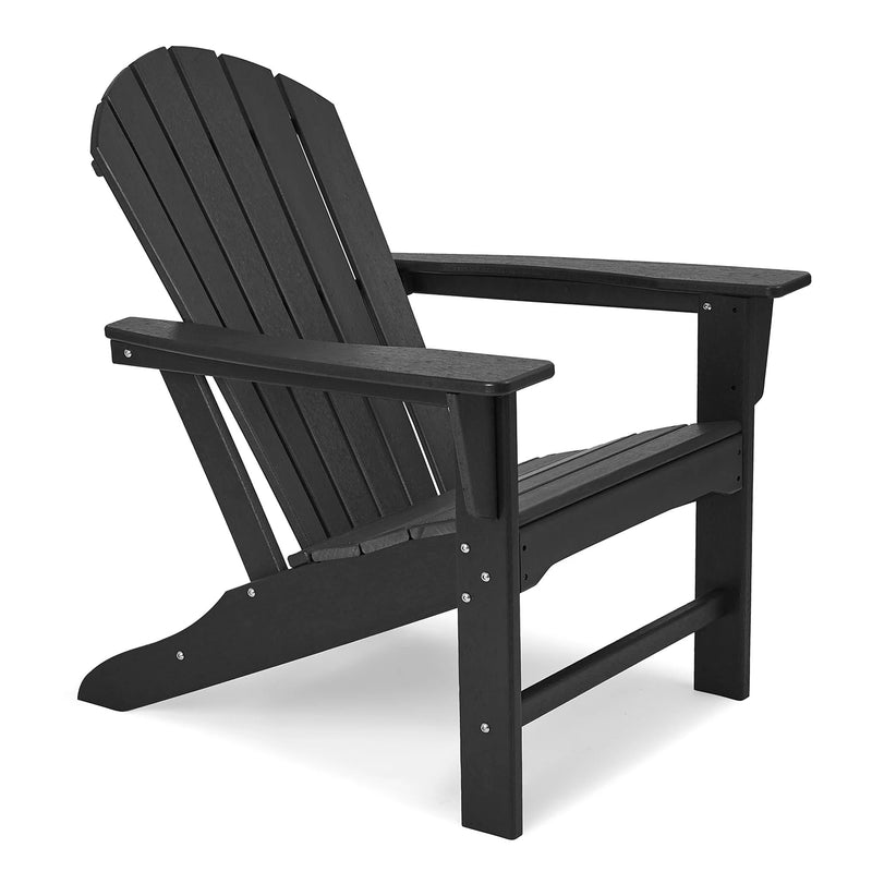 Edyo Living 2 Pack HDPE All Weather Outdoor Patio Lawn Adirondack Chair, Black