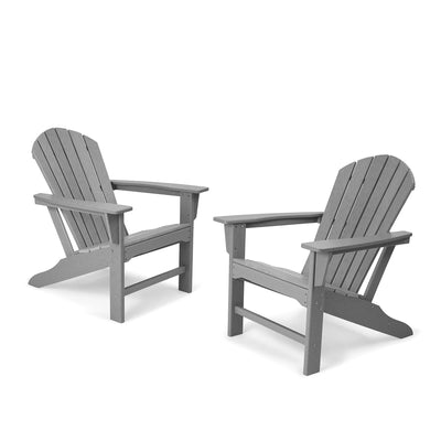Edyo Living 2 Pack Plastic All Weather Outdoor Patio Lawn Adirondack Chair, Gray