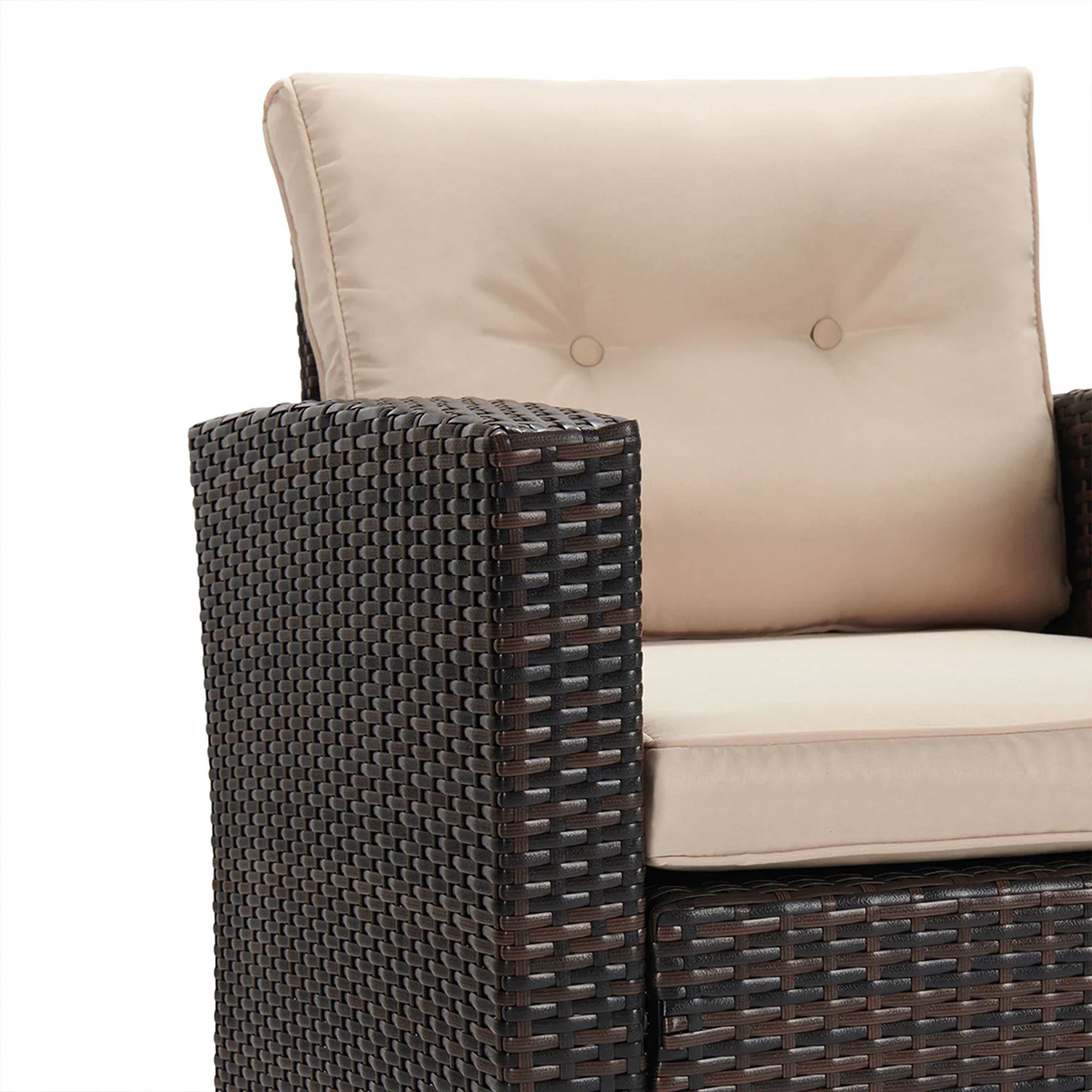 JYED DECOR 5pc Wicker Outdoor Patio Conversation Sofa Couch Furniture Set, Beige