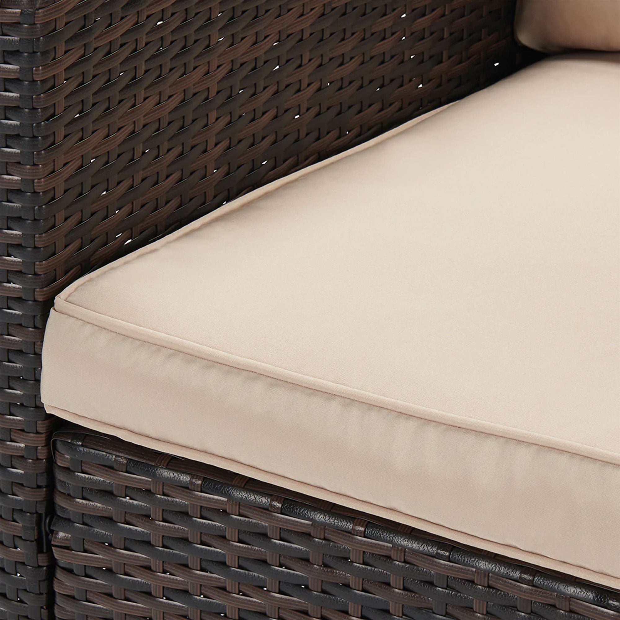 JYED DECOR 5pc Wicker Outdoor Patio Conversation Sofa Couch Furniture Set, Beige