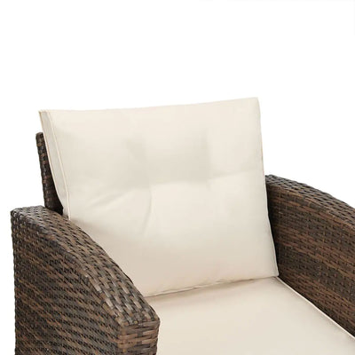 Edyo Living 5-Piece Brown Wicker Modular Patio Furniture Conversation Set, Beige