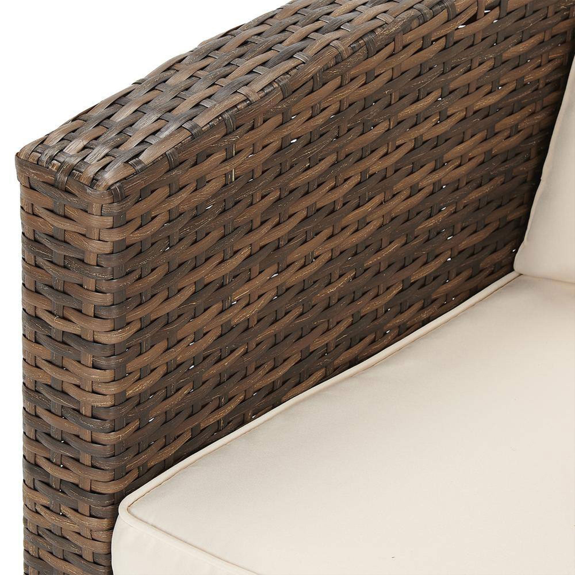 Edyo Living 6-Piece Brown Wicker Patio Furniture Conversation Seating Set, Beige - VMInnovations