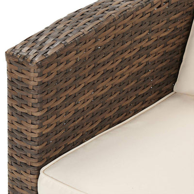 Edyo Living 6-Piece Brown Wicker Patio Furniture Conversation Seating Set, Beige - VMInnovations