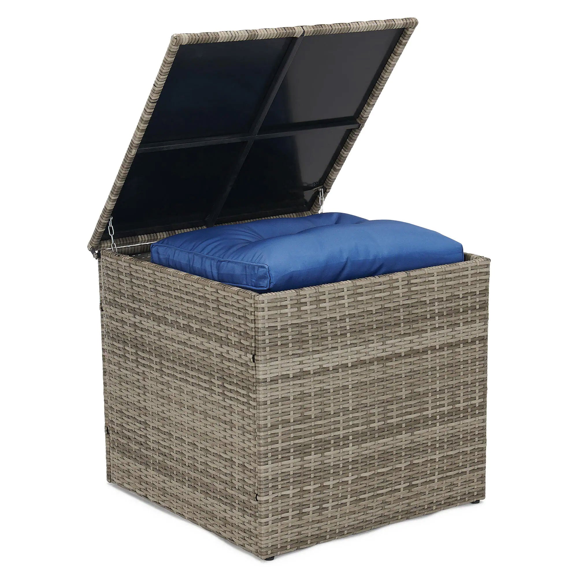 Edyo Living 6-Piece Gray Wicker Patio Furniture Conversation Seating Set, Blue - VMInnovations