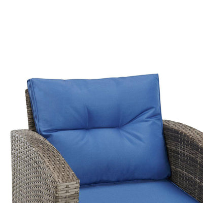 Edyo Living 6-Piece Gray Wicker Patio Furniture Conversation Seating Set, Blue - VMInnovations