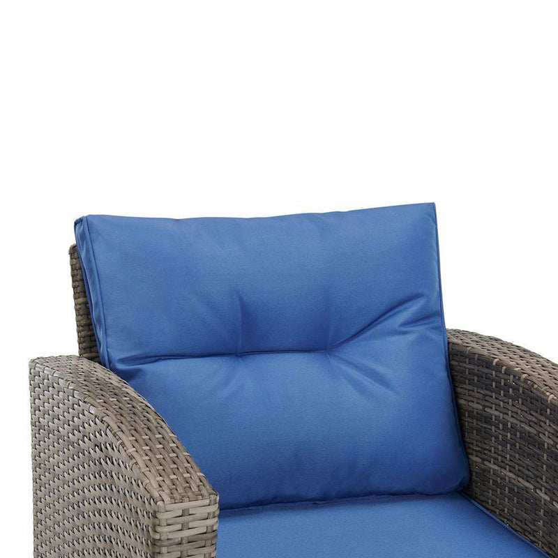 Edyo Living 6-Piece Gray Wicker Patio Furniture Conversation Seating Set, Blue