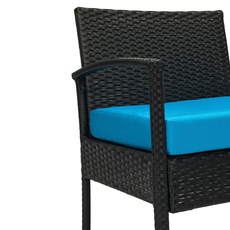 JYED DECOR 3pc Outdoor Patio Bistro Conversation Furniture Set, Blue (For Parts)