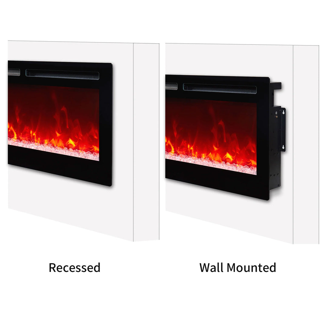 Edyo Living Wall Mount or Recessed Electric Fireplace with Touch Screen, 50 Inch