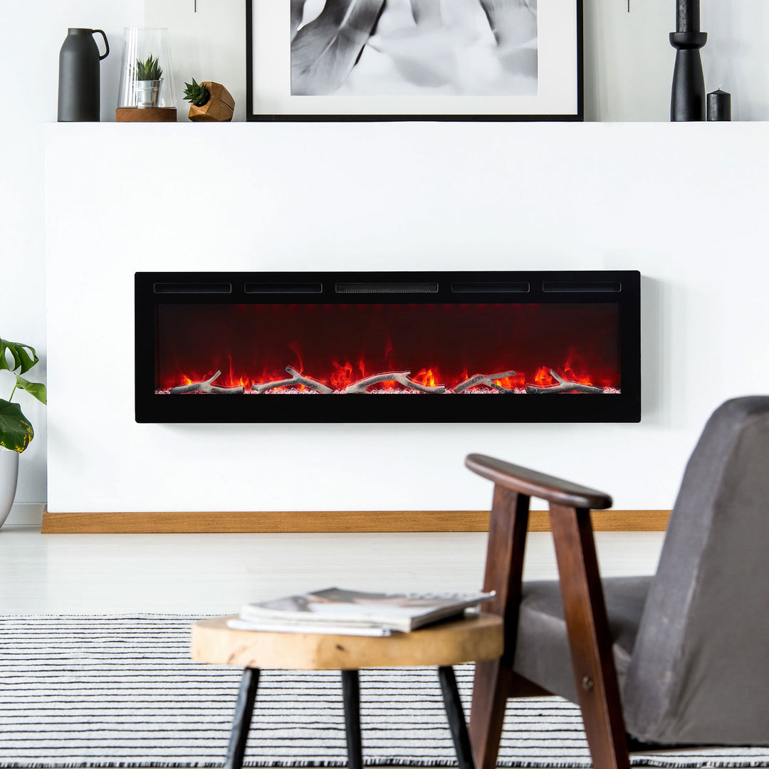 Edyo Wall Mount or Recessed Electric Fireplace with Touch Screen, 60 Inch (Used) - VMInnovations