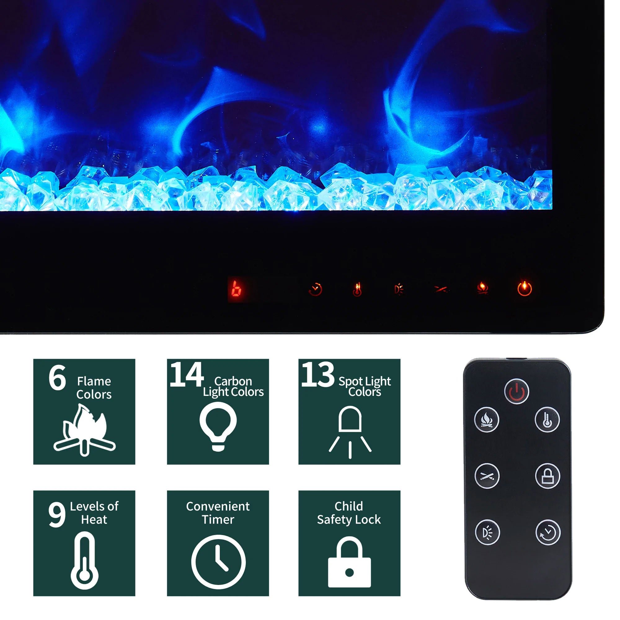 Edyo Wall Mount or Recessed Electric Fireplace with Touch Screen, 60 Inch (Used) - VMInnovations