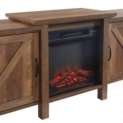 Edyo Living 63 Inch Freestanding Wooden Electric Fireplace TV Stand, Rustic Oak