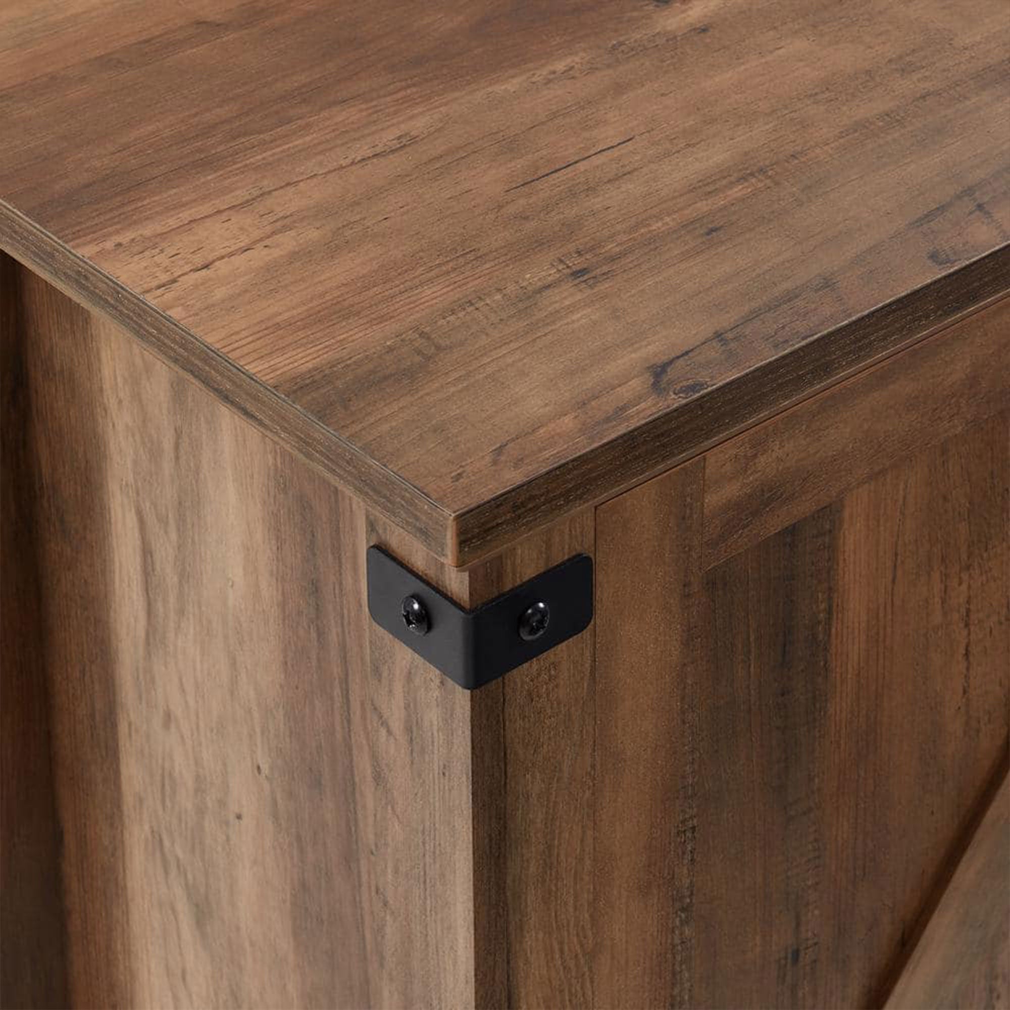 Edyo Living 63 Inch Freestanding Wooden Electric Fireplace TV Stand, Rustic Oak