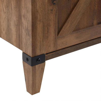 Edyo Living 63 Inch Freestanding Wooden Electric Fireplace TV Stand, Rustic Oak