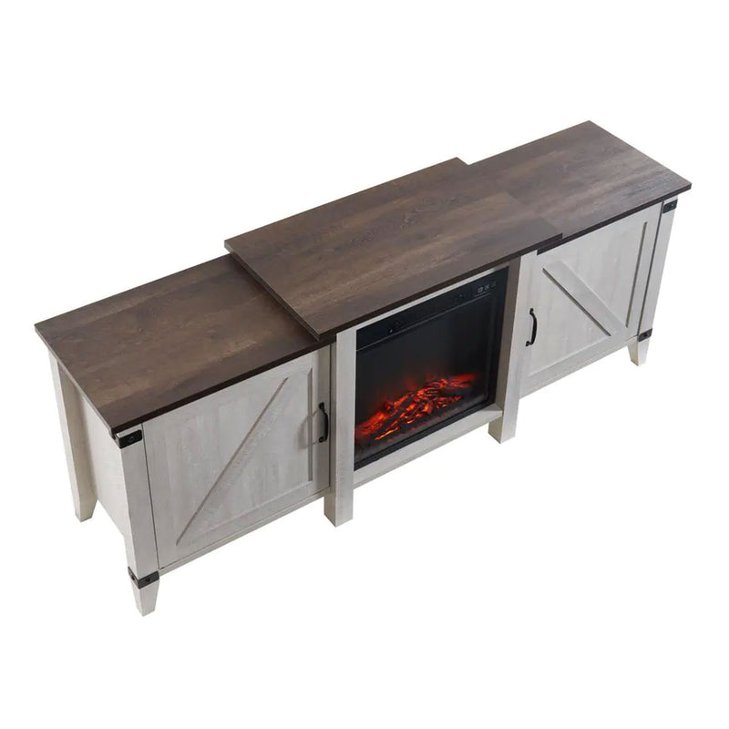 Edyo Living 63in Wooden Electric Fireplace TV Stand Console, Grey (Open Box)