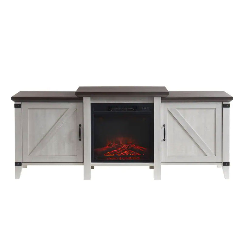 Edyo Living 63in Freestanding Wooden Electric Fireplace TV Stand Console, Grey