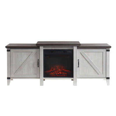 Edyo Living 63in Wooden Electric Fireplace TV Stand Console, Grey (Open Box)