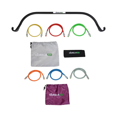 Gorilla Bow Pilates Exercise Bow Kit w/ Bands and At Home Heavy Band Kit, 150 Lb