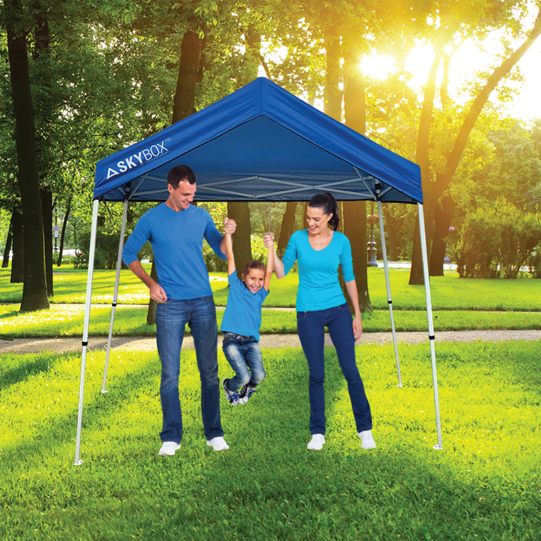 Caravan Canopy Skybox 3.2' x 6.5' Instant Steel Sport Shelter, Blue (Open Box) - VMInnovations