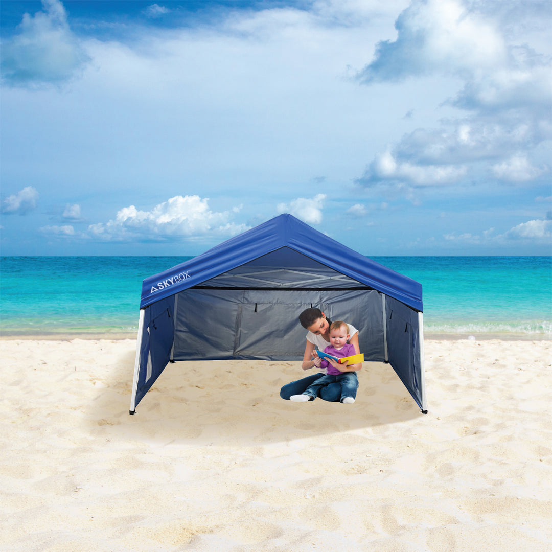 Caravan Canopy Skybox 3.2' x 6.5' Instant Steel Sport Shelter, Blue (Open Box)