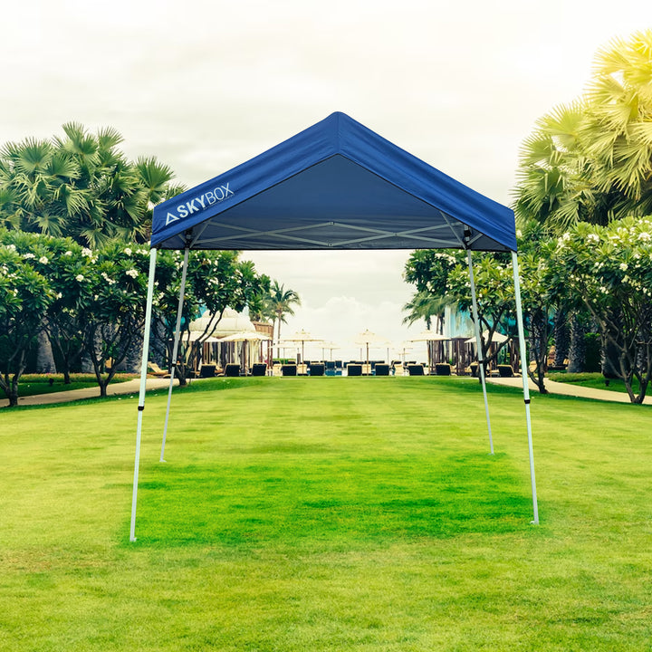 Caravan Canopy Skybox 3.2' x 6.5' Instant Steel Sport Shelter, Blue (Open Box) - VMInnovations