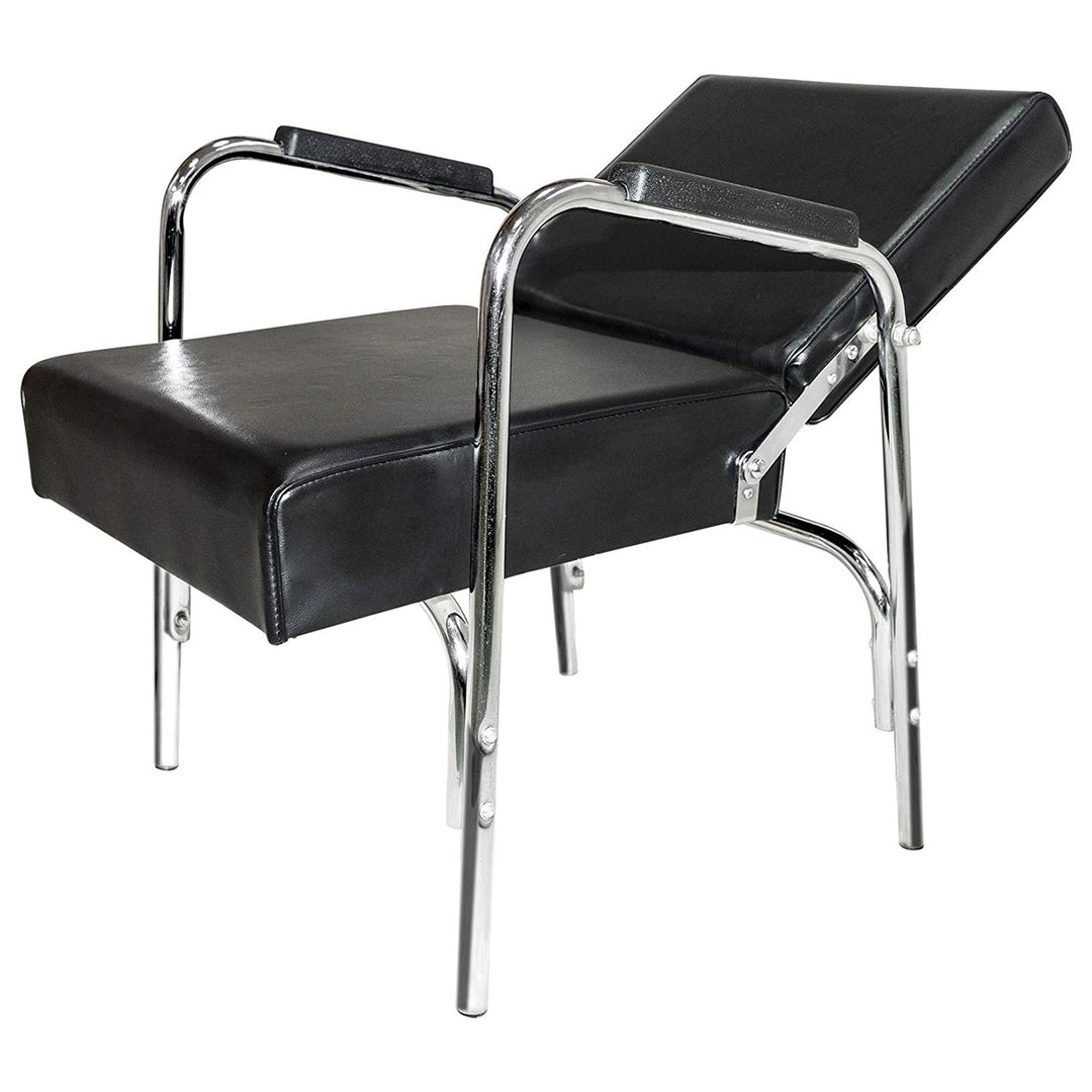 PureSana Chromium Auto Reclining Vinyl Shampoo Chair and Hair Dryer Chair, Black