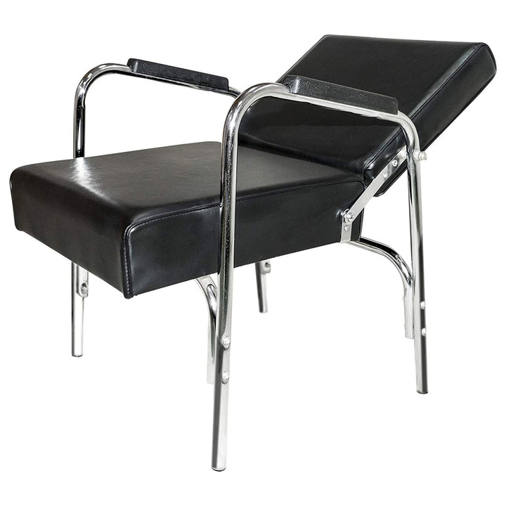 PureSana Chromium Auto Reclining Vinyl Shampoo Chair and Hair Dryer Chair, Black