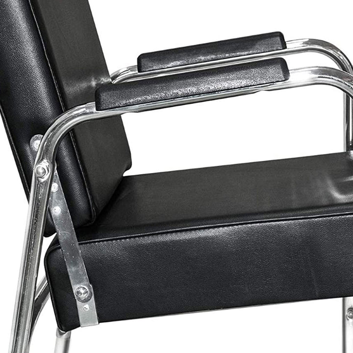 PureSana Chromium Ella Professional Auto Reclining Vinyl Shampoo Chair, Black