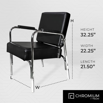 PureSana Chromium Ella Professional Auto Reclining Vinyl Shampoo Chair, Black