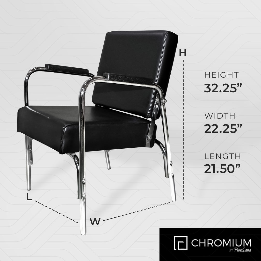 PureSana Chromium Auto Reclining Vinyl Shampoo Chair and Hair Dryer Chair, Black
