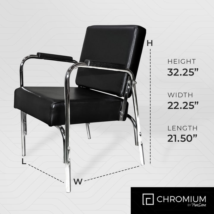 PureSana Chromium Auto Reclining Vinyl Shampoo Chair and Hair Dryer Chair, Black