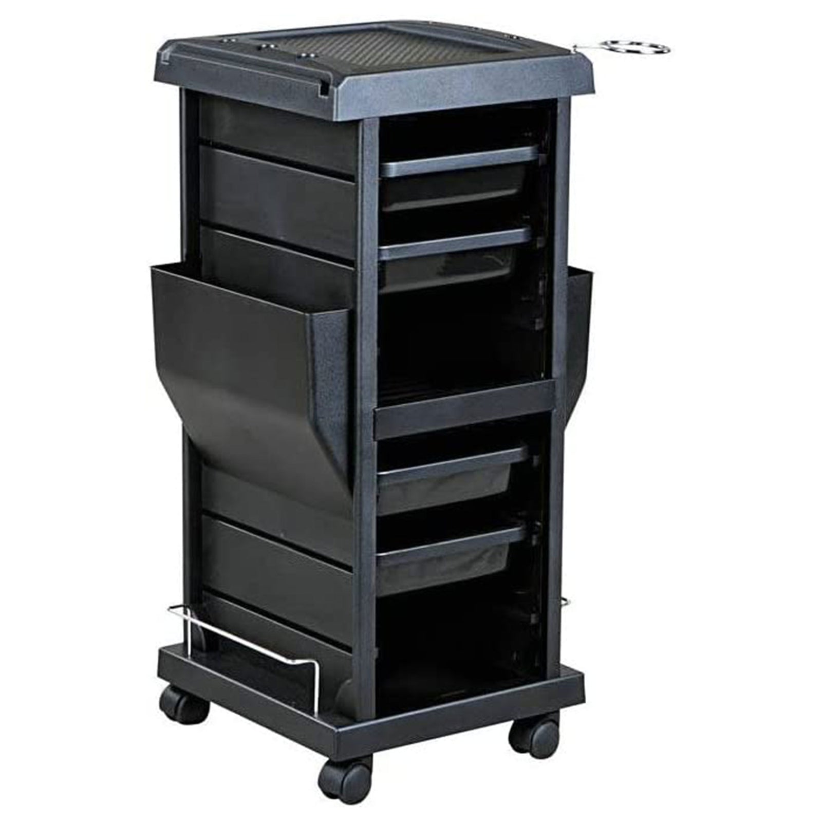 PureSana Chromium Professional 4 Drawer Rolling Salon Trolley Station, Black - VMInnovations