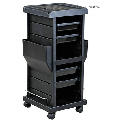 PureSana Chromium Professional 4 Drawer Rolling Salon Trolley Station, Black