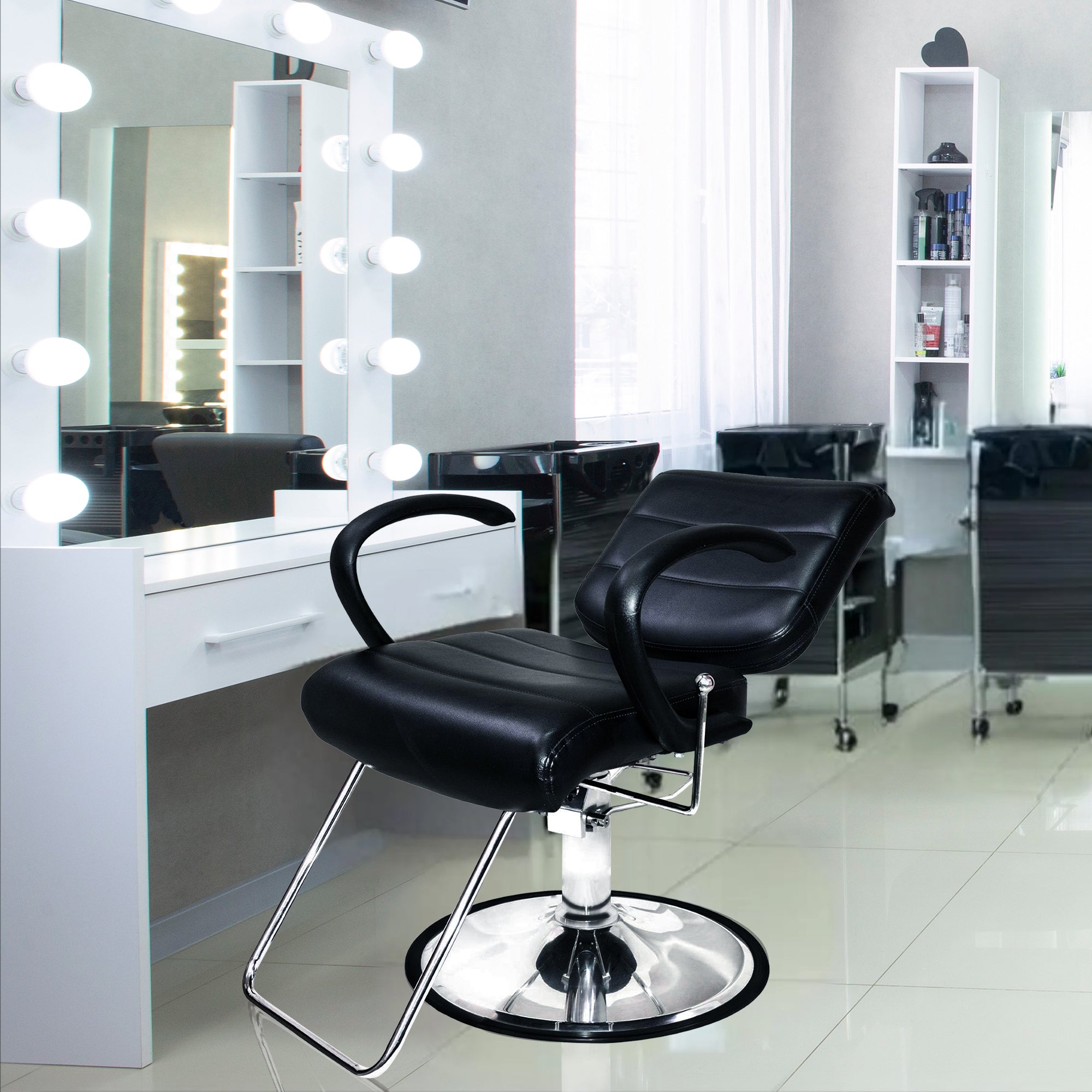 PureSana Chromium Kyler 360 Degree Professional Salon Chair, Black (Used)