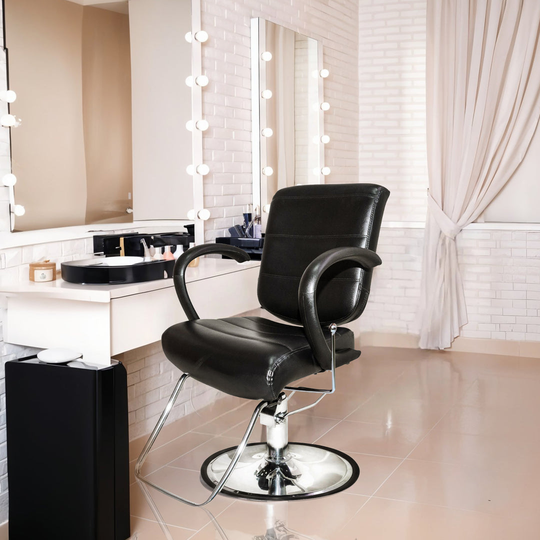 PureSana Chromium Kyler 360 Degree Professional All Purpose Salon Chair, Black - VMInnovations
