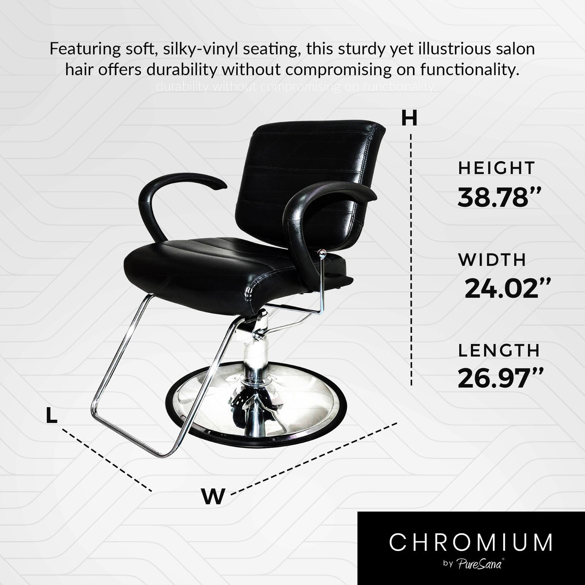 PureSana Chromium 360 Degree Professional All Purpose Salon Chair, Black (Used)