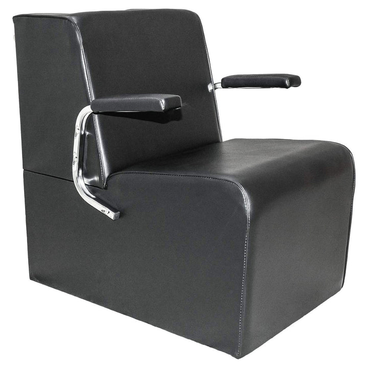 PureSana Chromium Auto Reclining Vinyl Shampoo Chair and Hair Dryer Chair, Black