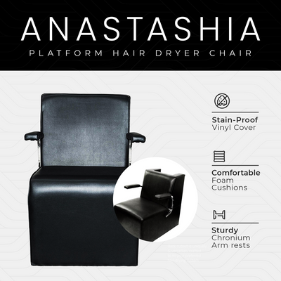 PureSana Chromium Vinyl Professional Platform Hair Dryer Chair, Black(For Parts)