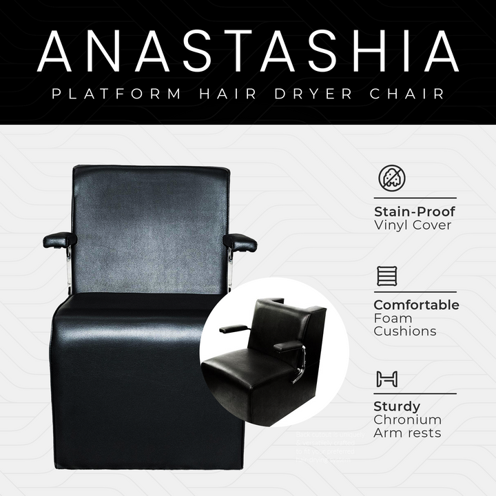 Anastasia Vinyl Professional Platform Hair Dryer Chair, Black (Used)