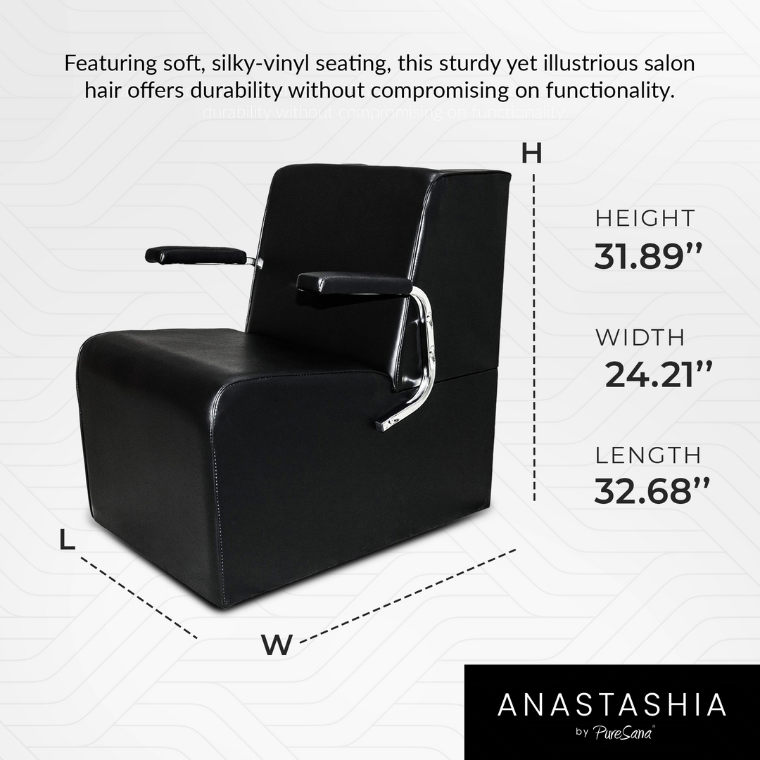 PureSana Chromium Anastasia Vinyl Professional Platform Hair Dryer Chair, Black