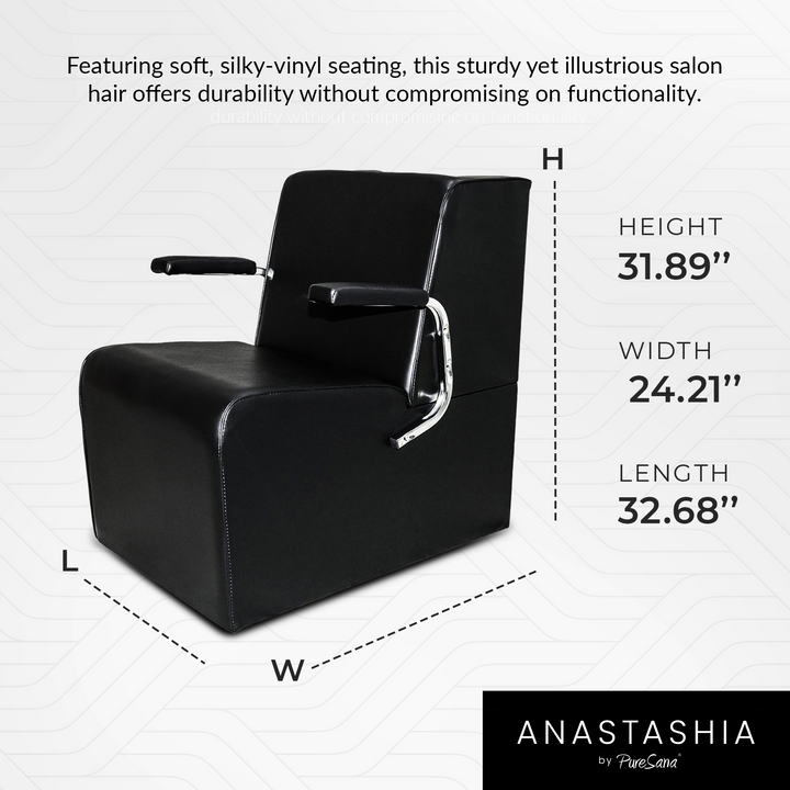 PureSana Chromium Auto Reclining Vinyl Shampoo Chair and Hair Dryer Chair, Black